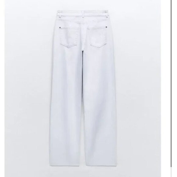 NWT ZARA FULL LENGTH Z1975 METALLIC STRAIGHT JEANS PEARL GRAY - Picture 3 of 5